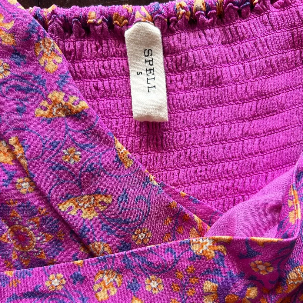 Spell & The Gypsy Madame Peacock Sweetheart Mini Dress | Boysenberry | Size Smal